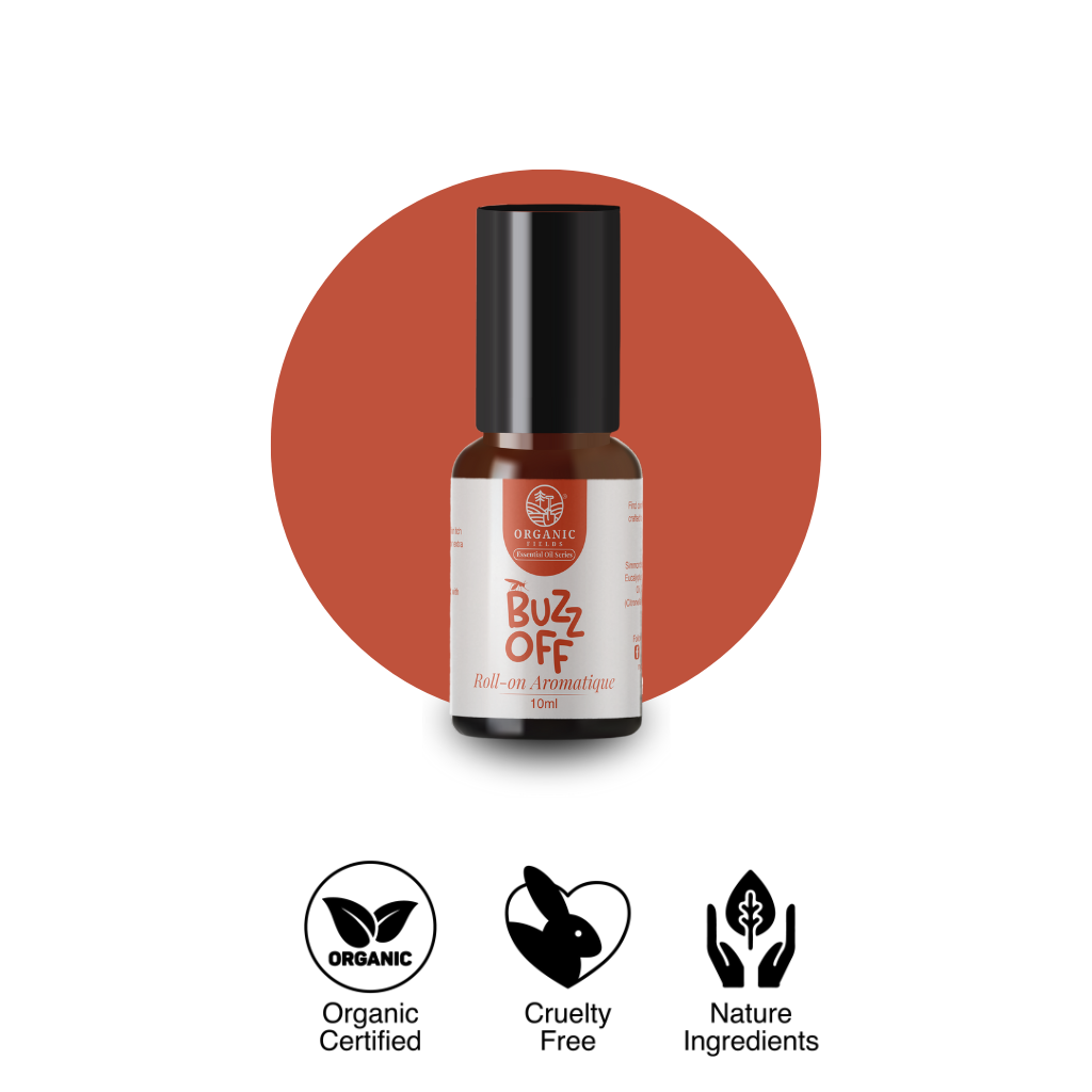 ORGANIC FIELDS Buzz Off Roll On Aromatique Essential Oil 10ml