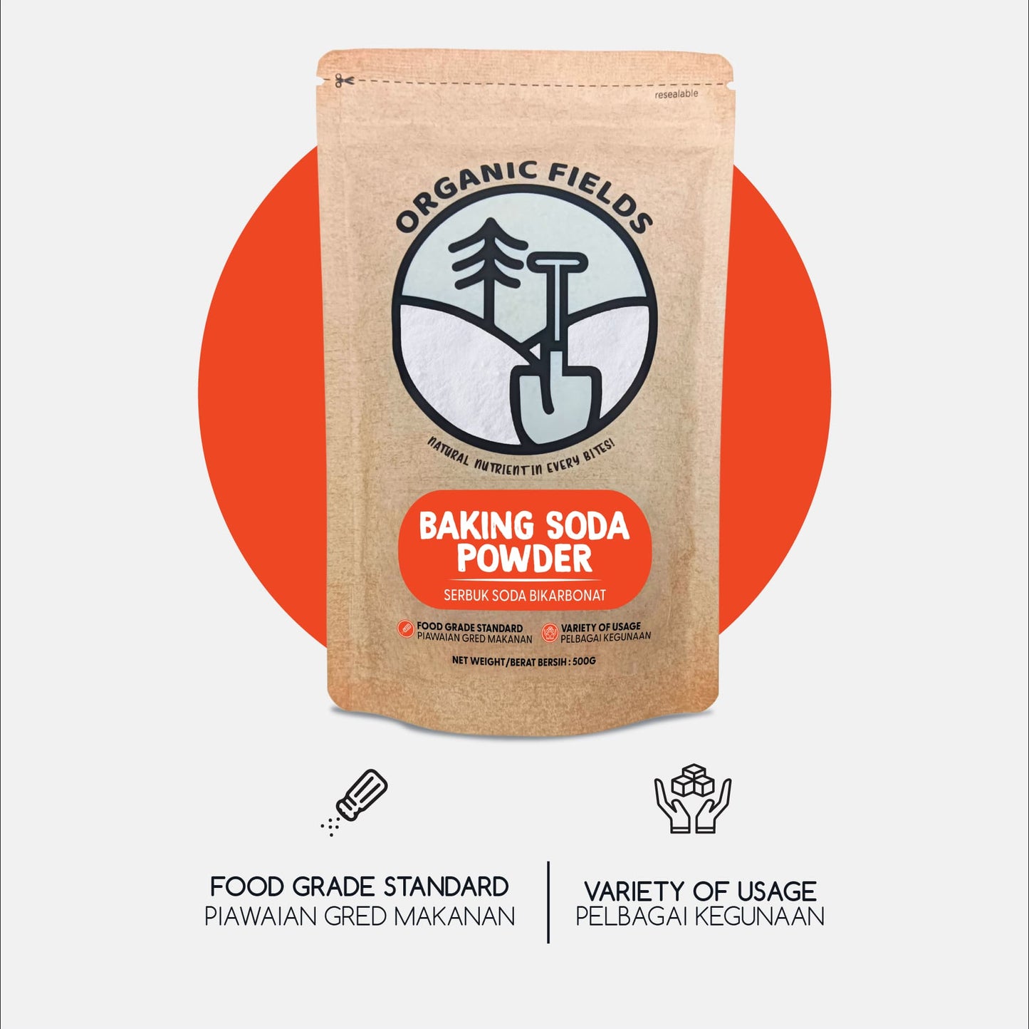 ORGANIC FIELDS Baking Soda Powder 500g