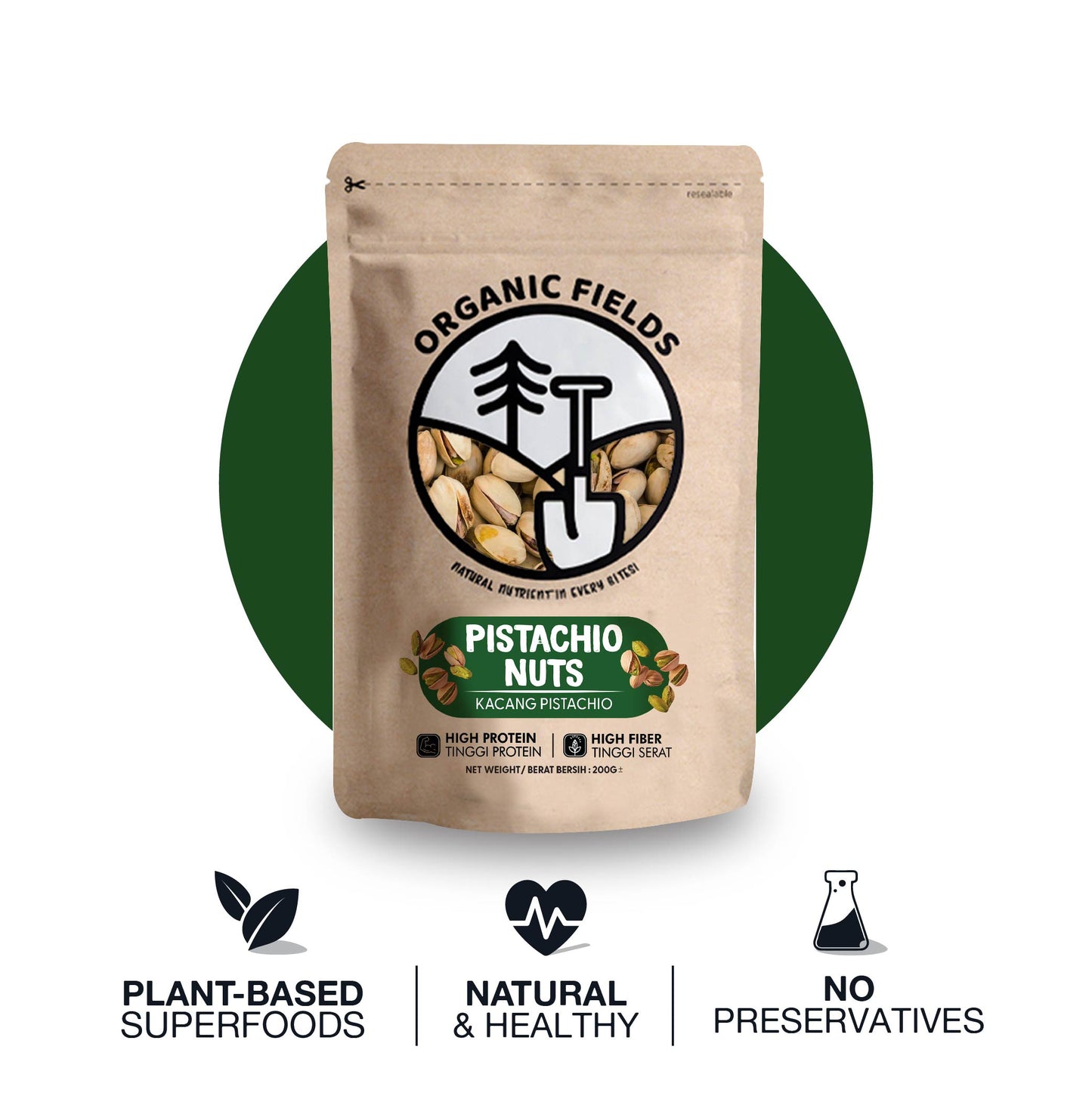 ORGANIC FIELDS Roasted Pistachio in Shell Salted