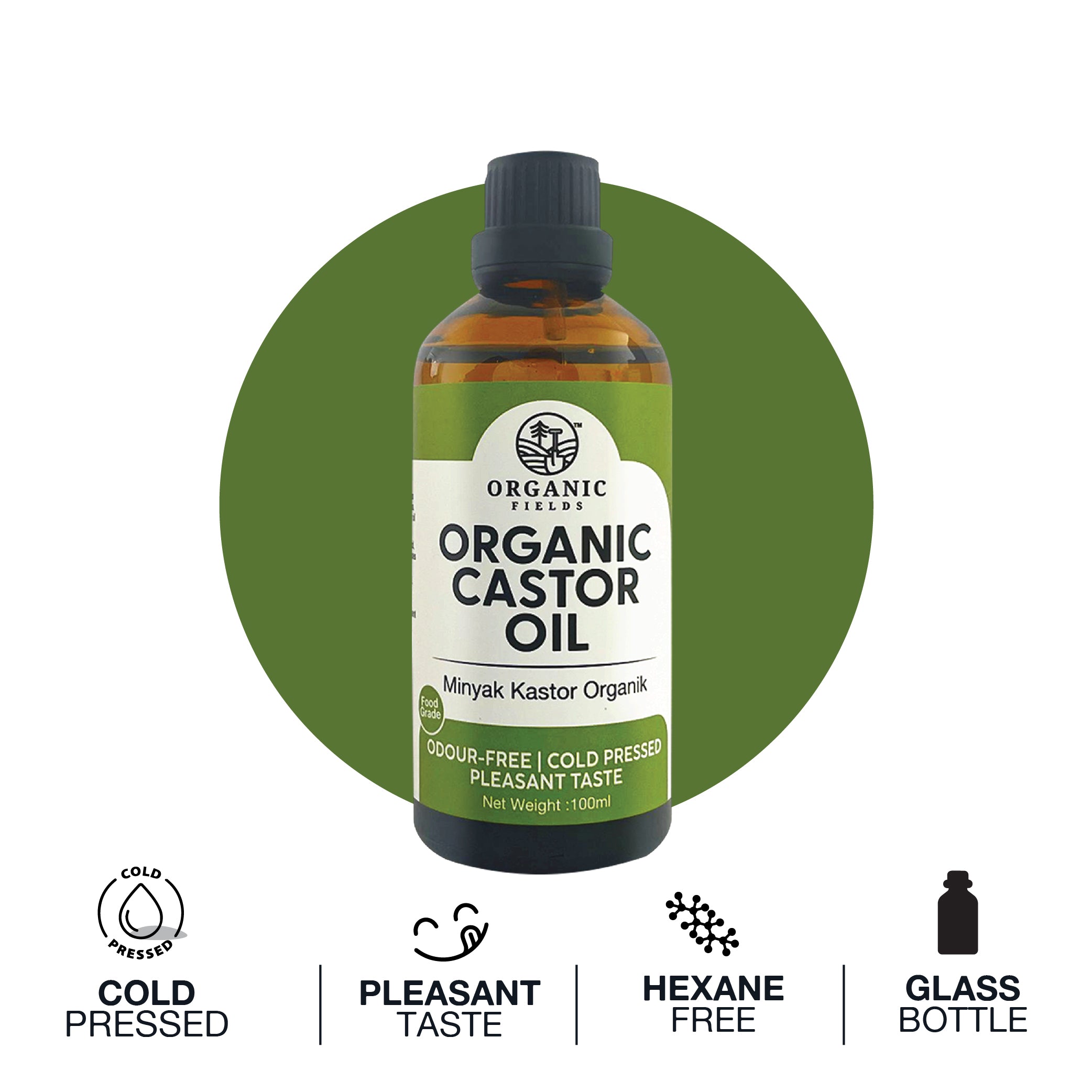 ORGANIC FIELDS Organic Castor Oil 100ml Organic castor oil near me