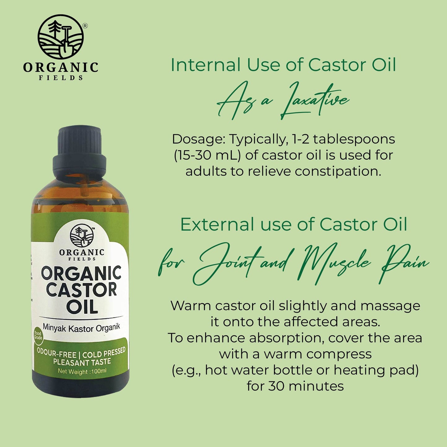 ORGANIC FIELDS Organic Castor Oil 100ml