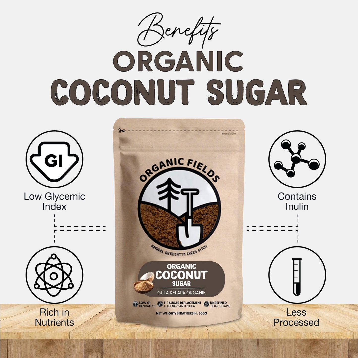 ORGANIC FIELDS Organic Coconut Sugar 300g