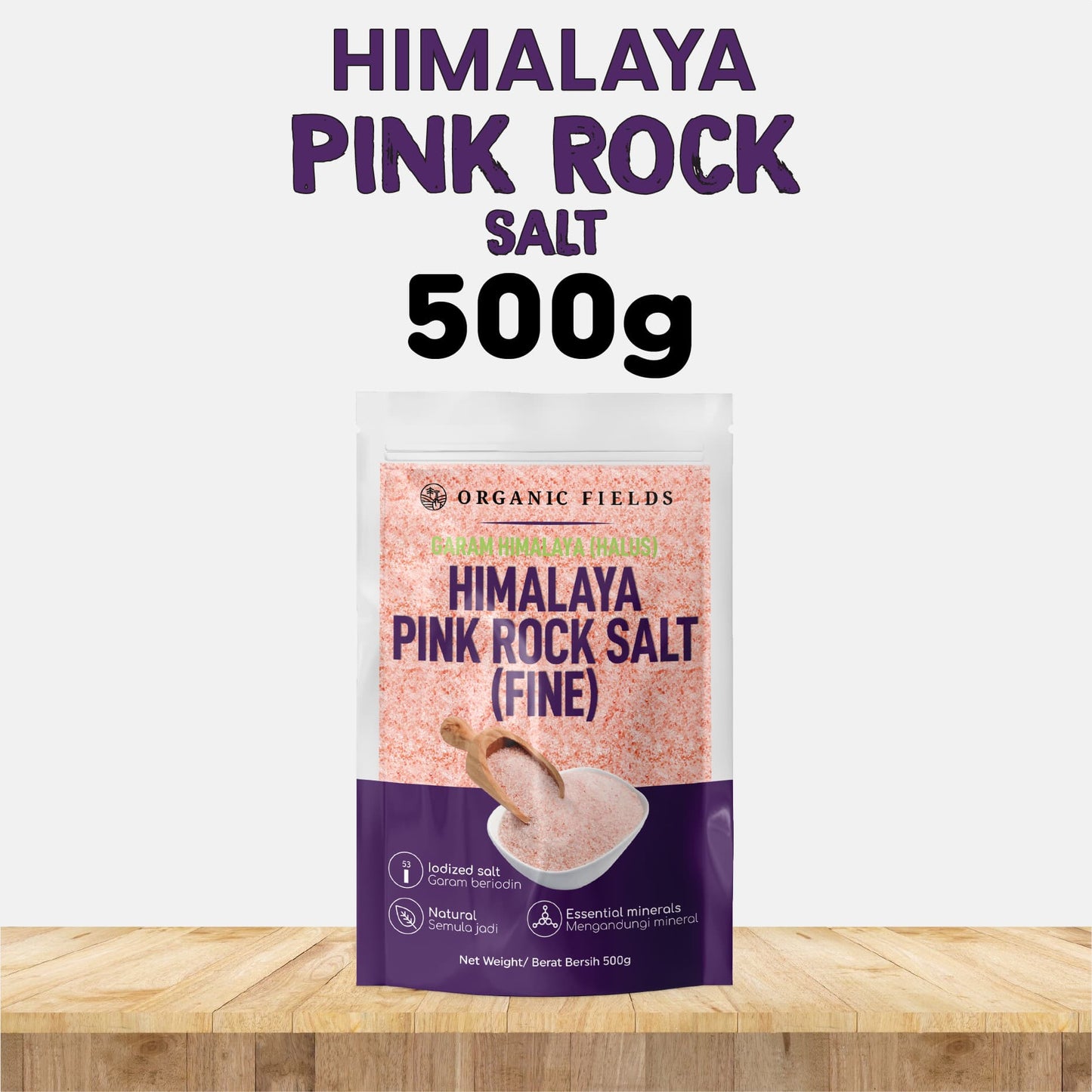 ORGANIC FIELDS Himalaya Pink Rock Salt 500g