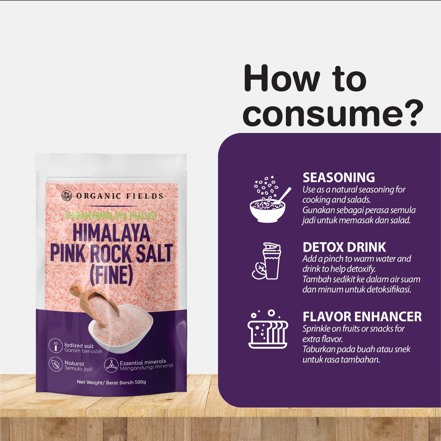 ORGANIC FIELDS Himalaya Pink Rock Salt 500g