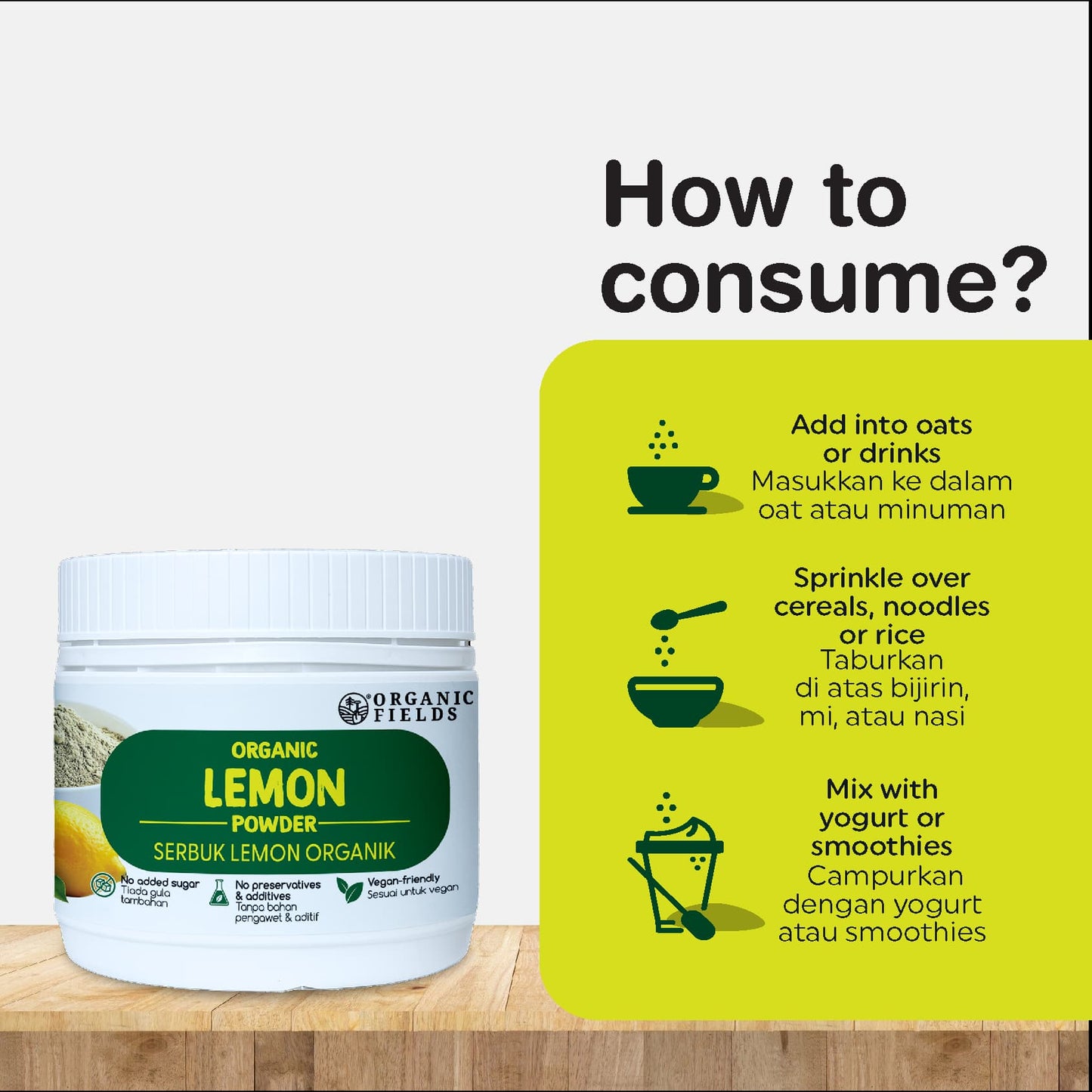 ORGANIC FIELDS Organic Lemon Powder 100g