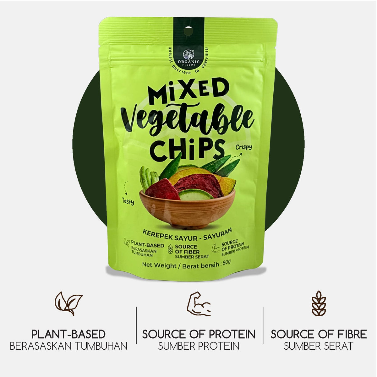 🎁 ORGANIC FIELDS Mix Vegetable Chips 50g (100% off)