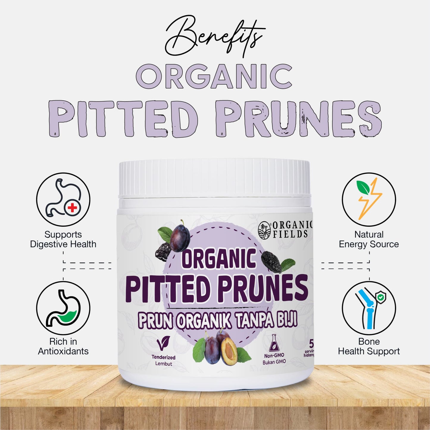 ORGANIC FIELDS Organic Pitted Prunes 200g