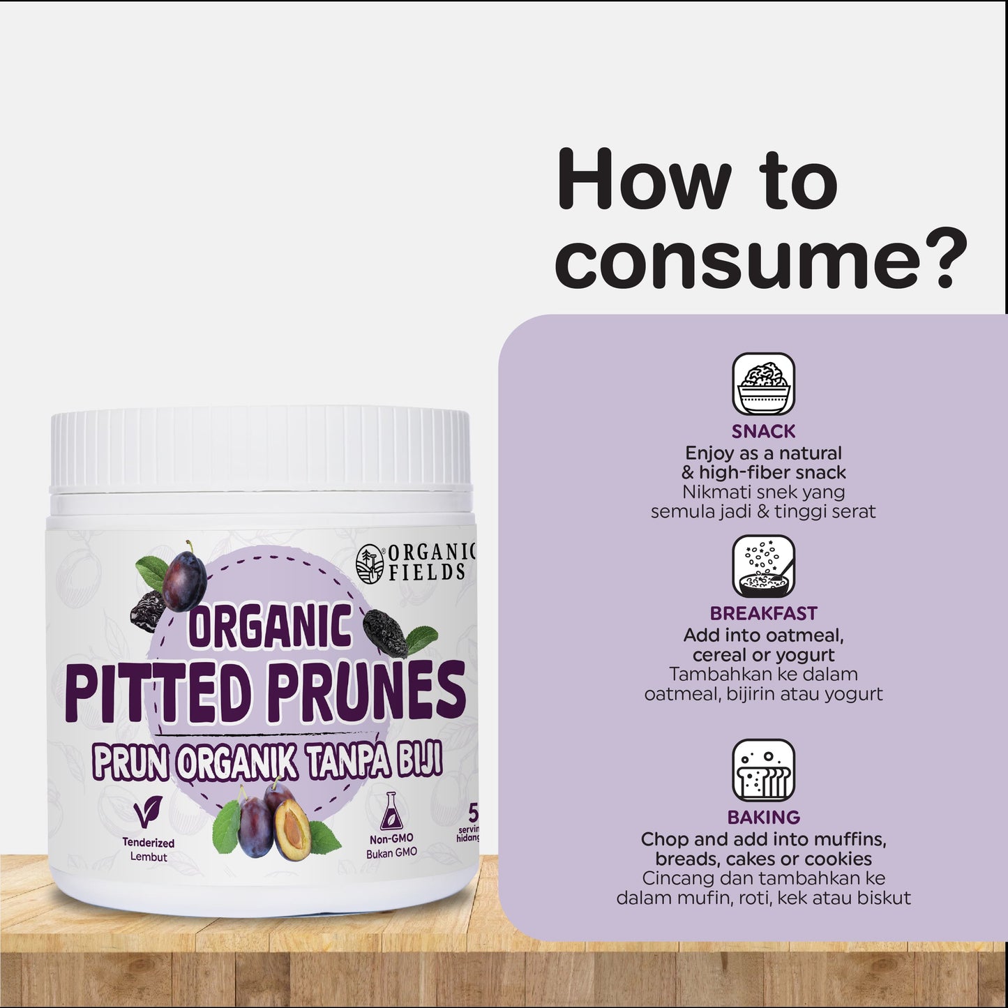 ORGANIC FIELDS Organic Pitted Prunes 200g