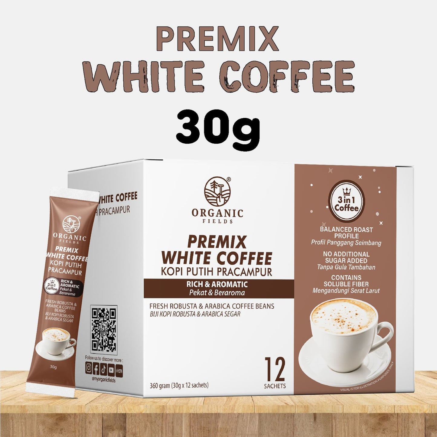 ORGANIC FIELDS White Coffee 30gm x 12's