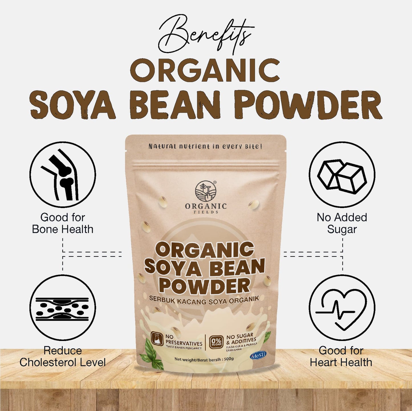 ORGANIC FIELDS Organic Soya Bean Powder 500g