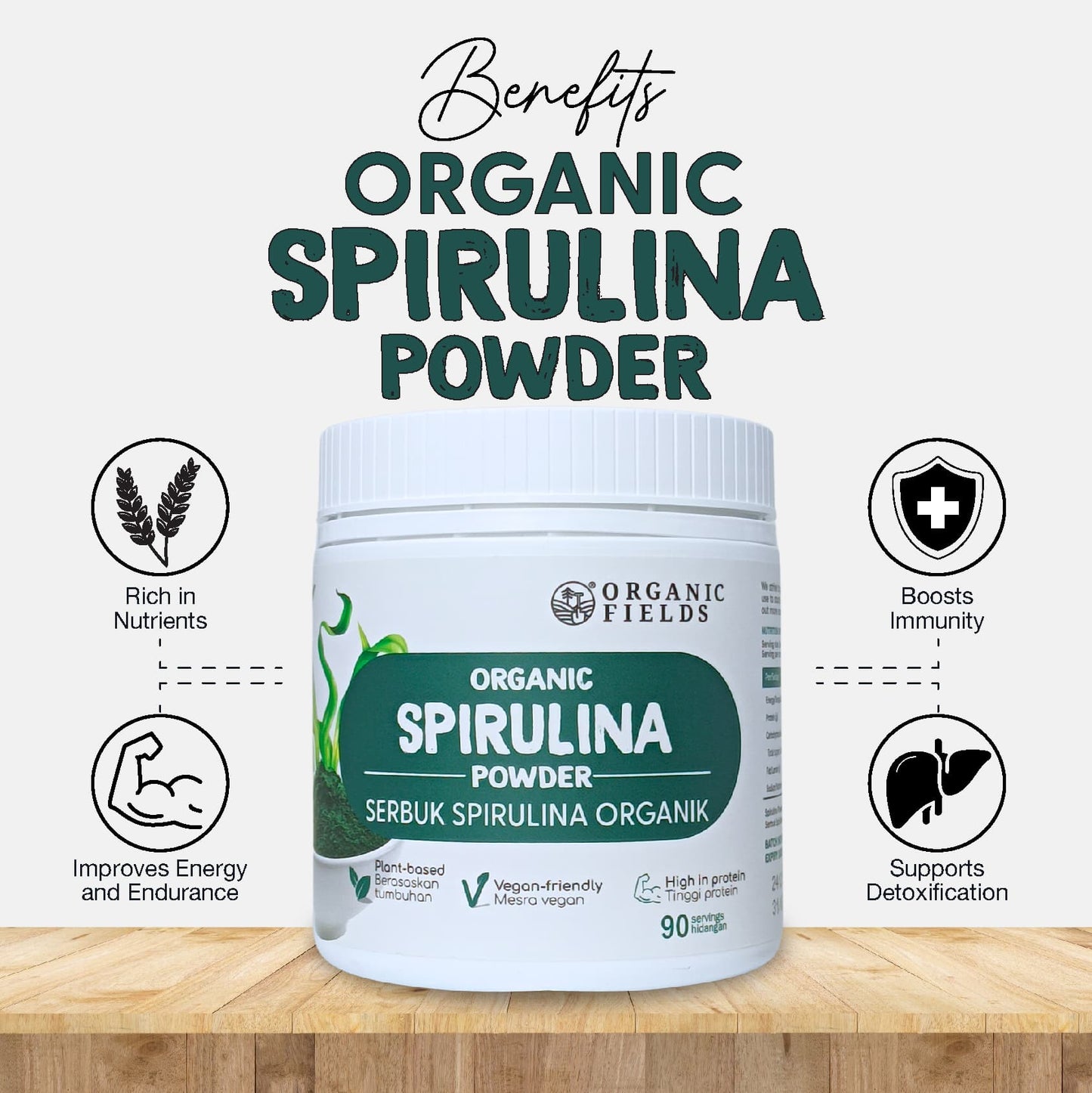 ORGANIC FIELDS Organic Spirulina Powder 180g