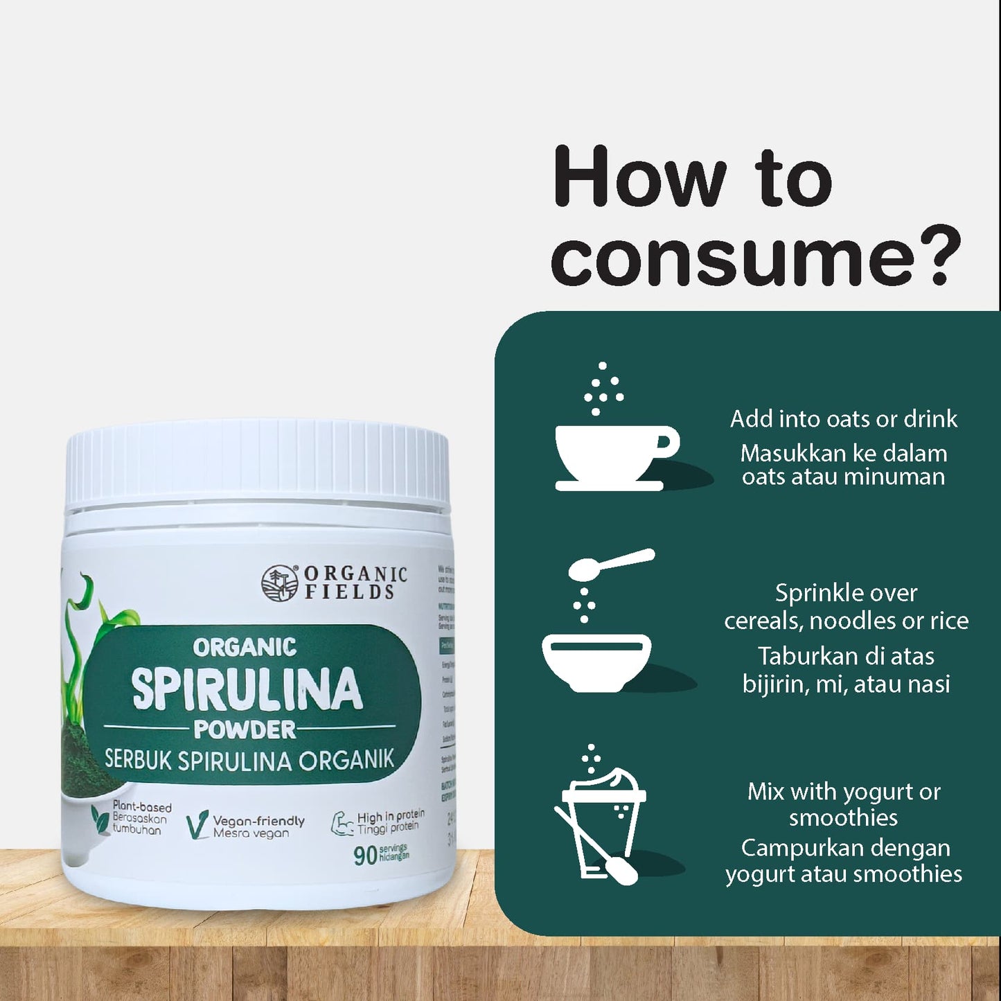 ORGANIC FIELDS Organic Spirulina Powder 180g