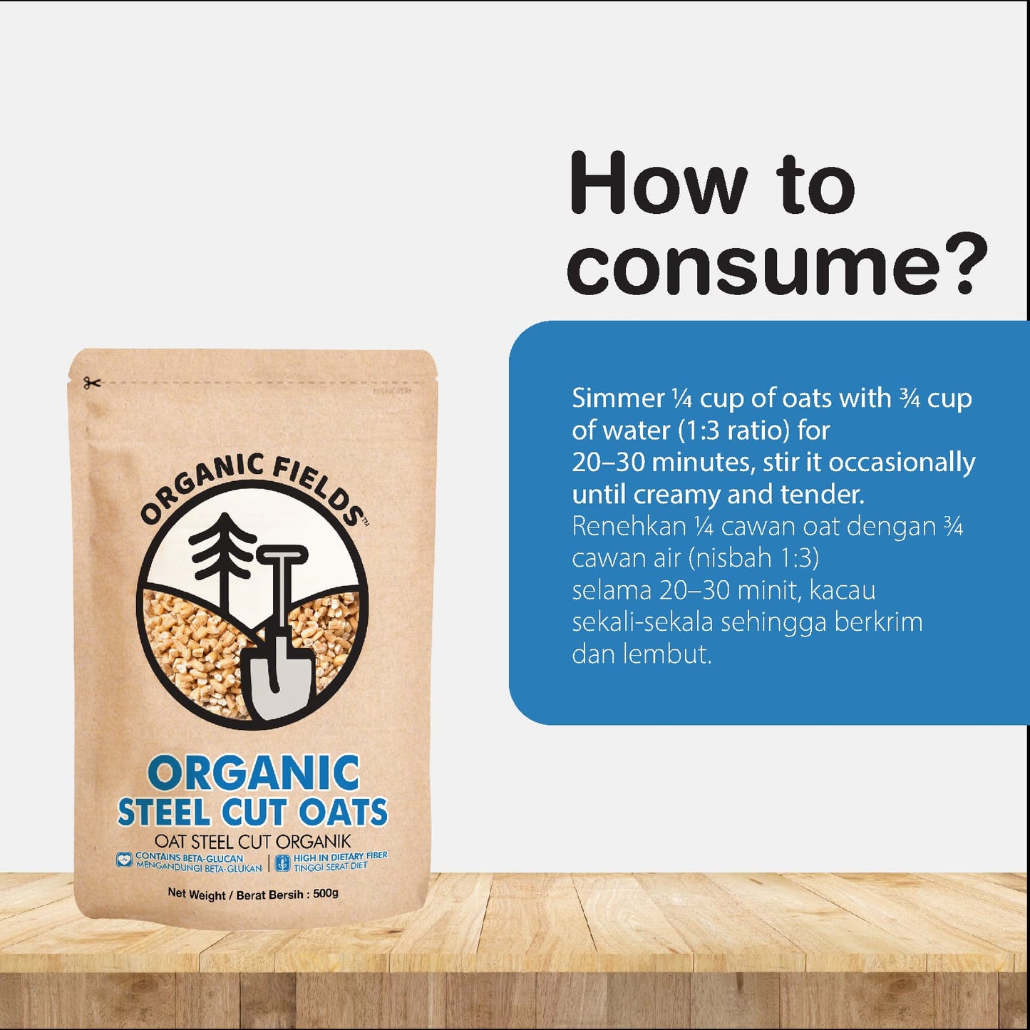 ORGANIC FIELDS Organic Steel Cut Oat 500g