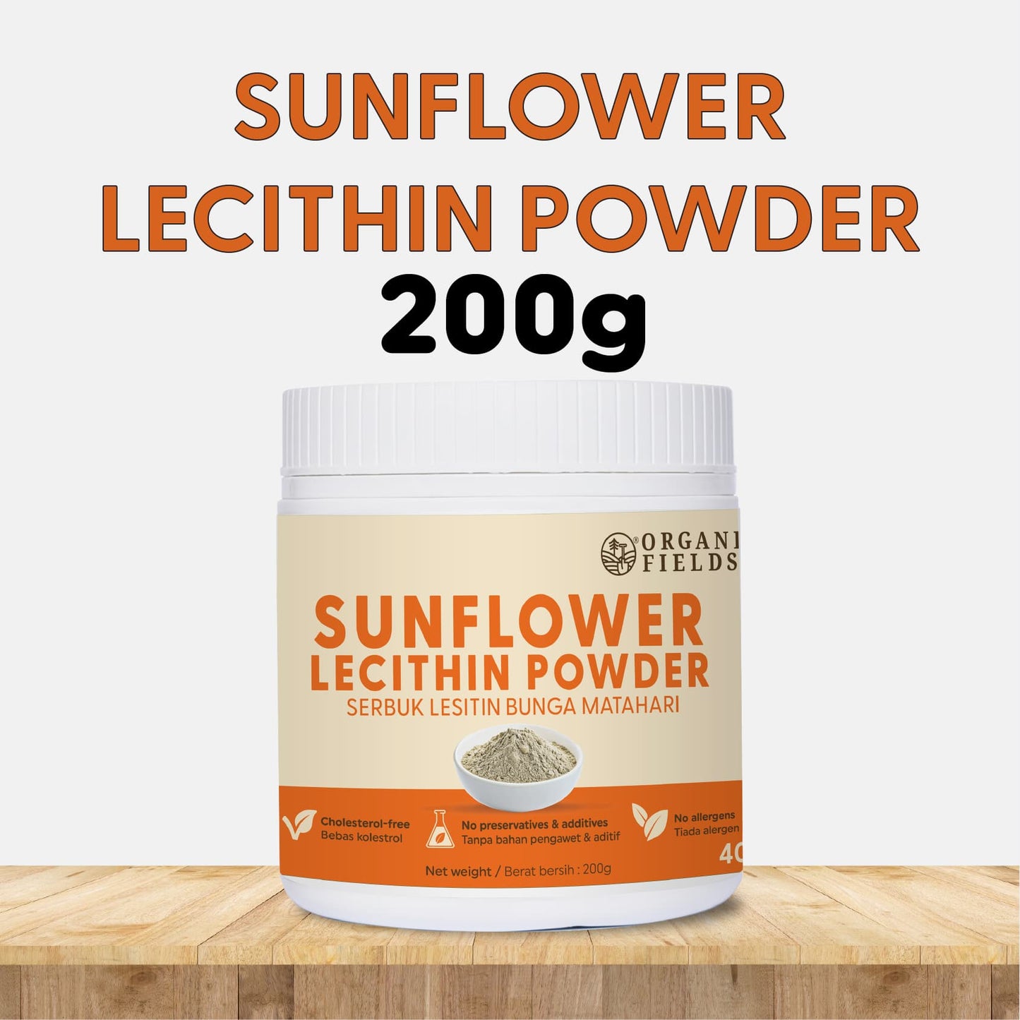 ORGANIC FIELDS Sunflower Lecithin Powder 200g
