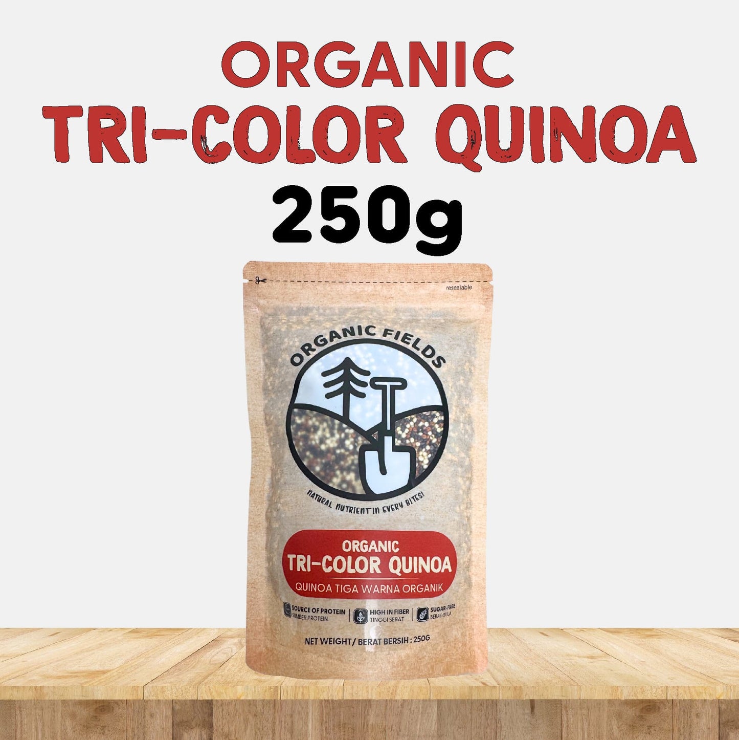 ORGANIC FIELDS Organic Tri-Colour Quinoa 250g
