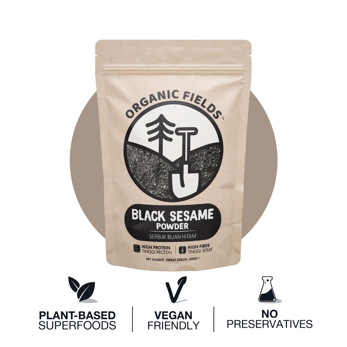 ORGANIC FIELDS Natural Black Sesame Powder 300g