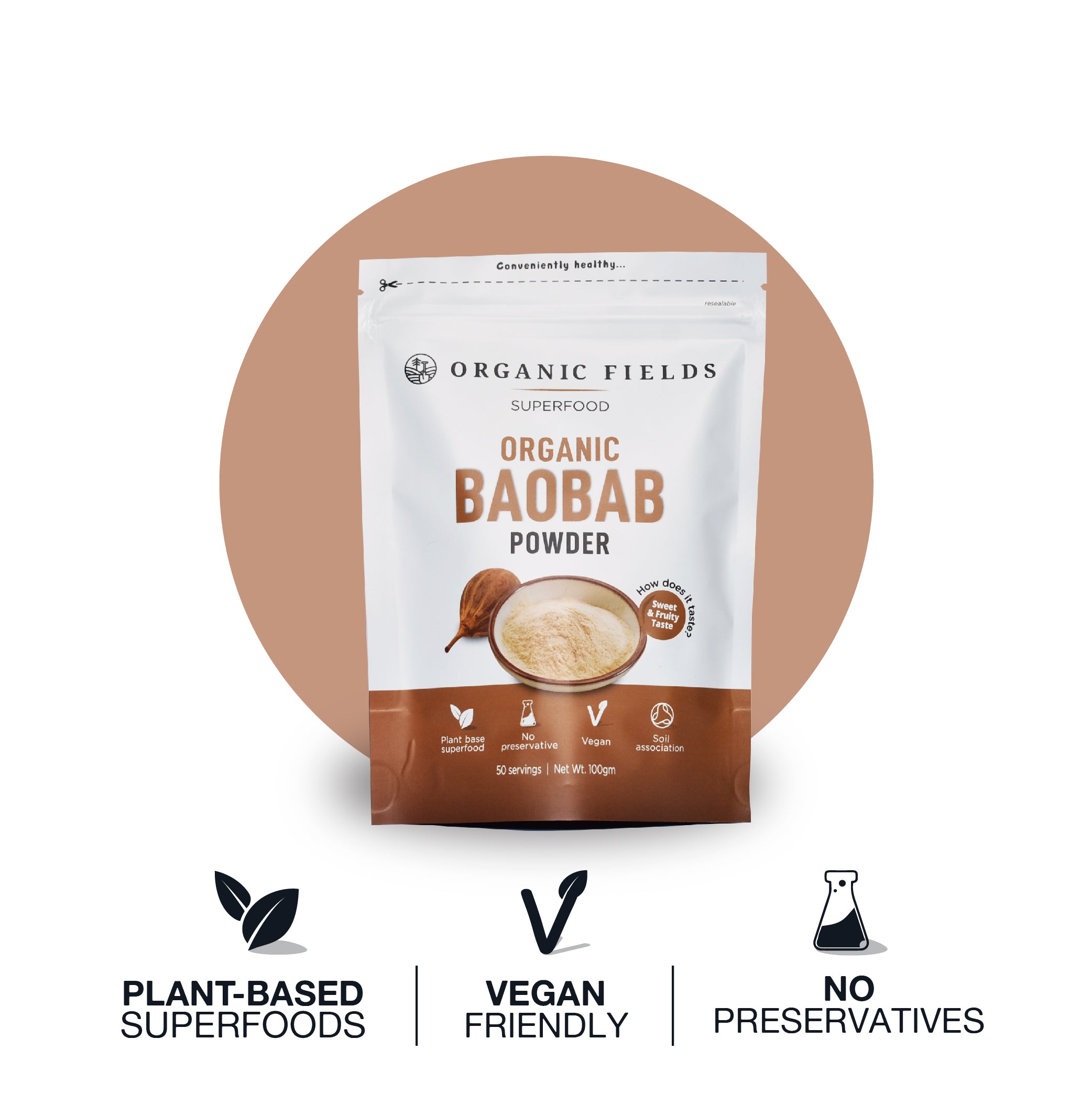 ORGANIC FIELDS Organic Baobab Powder 100g