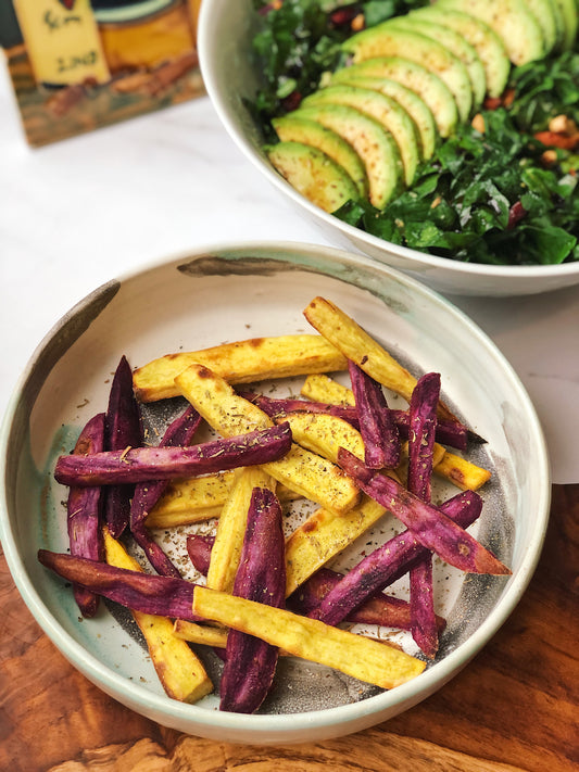 Sweet Potato Fries with Kale Powder