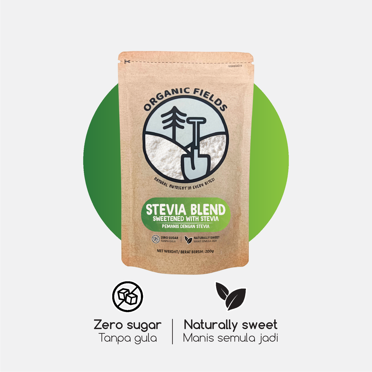 ORGANIC FIELDS Organic Stevia Blend 200g