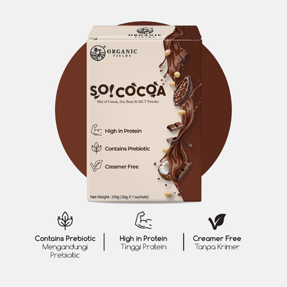 Organic Fields So! CoCoa 30g x 7 Sachet | High in Protein | Contains Prebiotic | Creamer Free