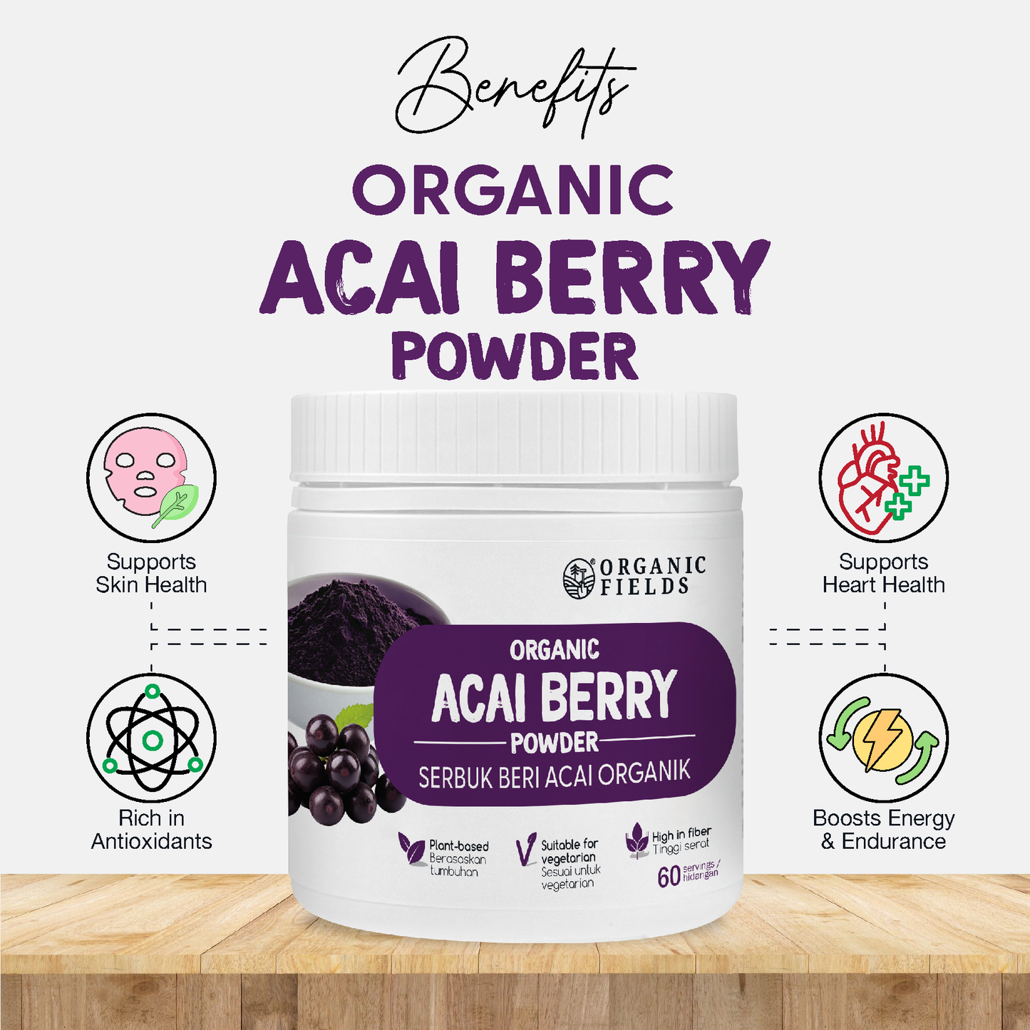 ORGANIC FIELDS Organic Acai Berry 120g