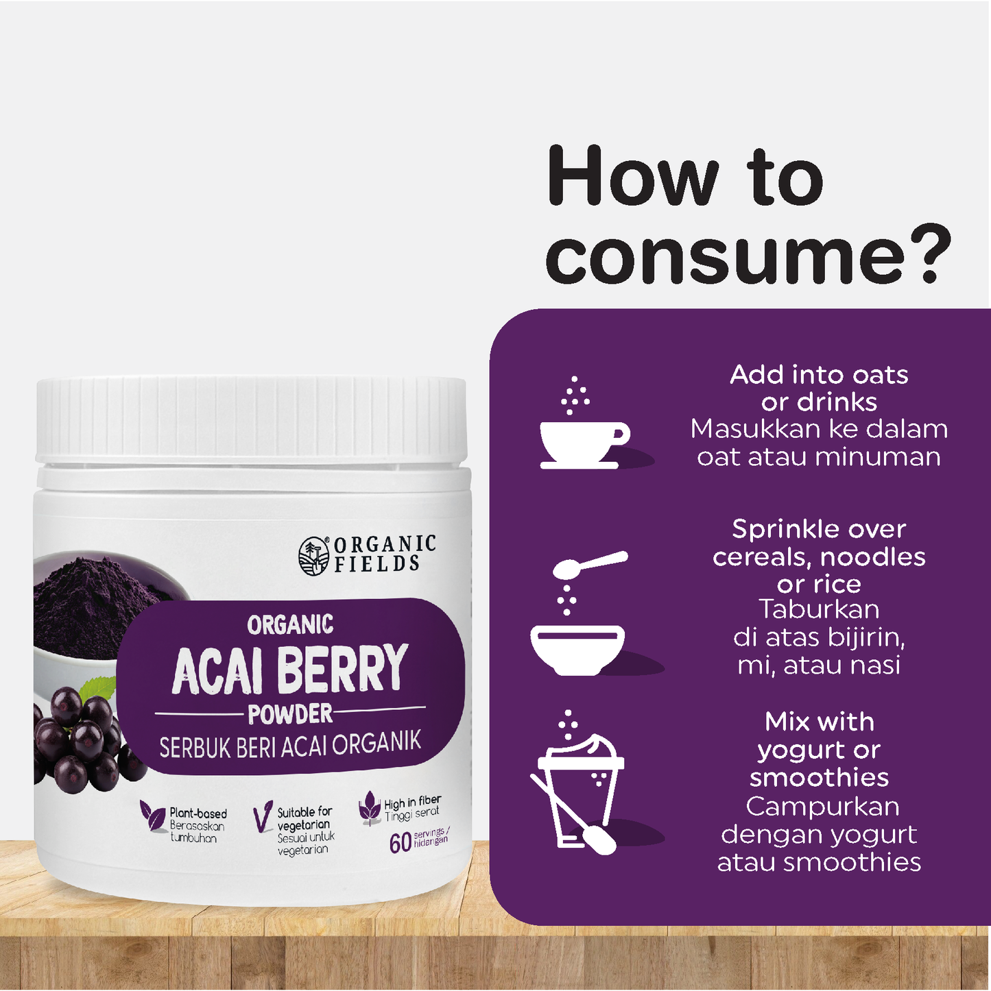 ORGANIC FIELDS Organic Acai Berry 120g