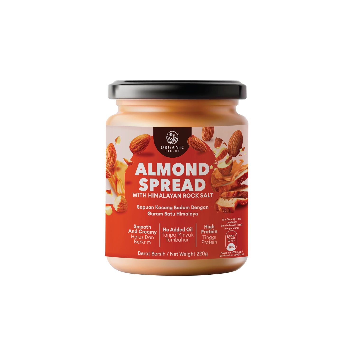Almond Spread with Himalayan Rock Salt 220g ORGANIC FIELDS
