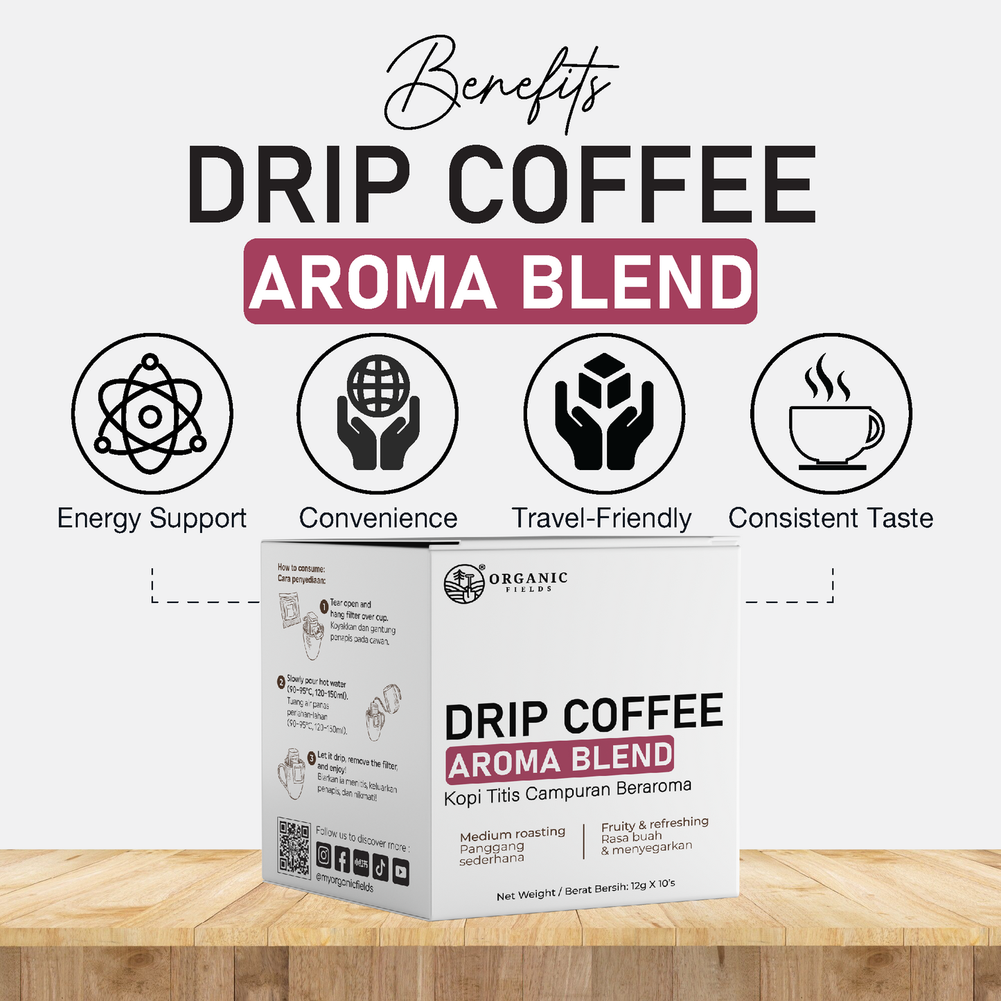 ORGANIC FIELDS Drip Coffee Aroma Blend 12g x 10s