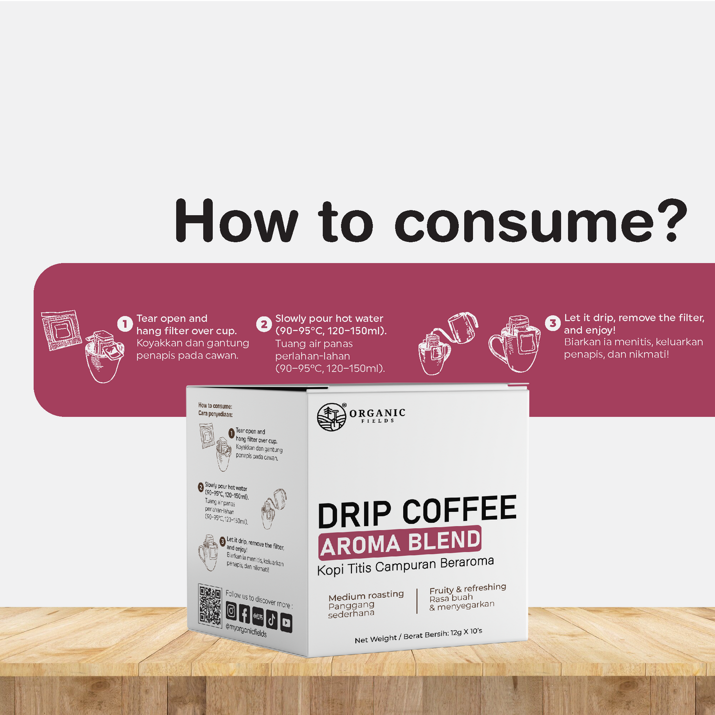 ORGANIC FIELDS Drip Coffee Aroma Blend 12g x 10s