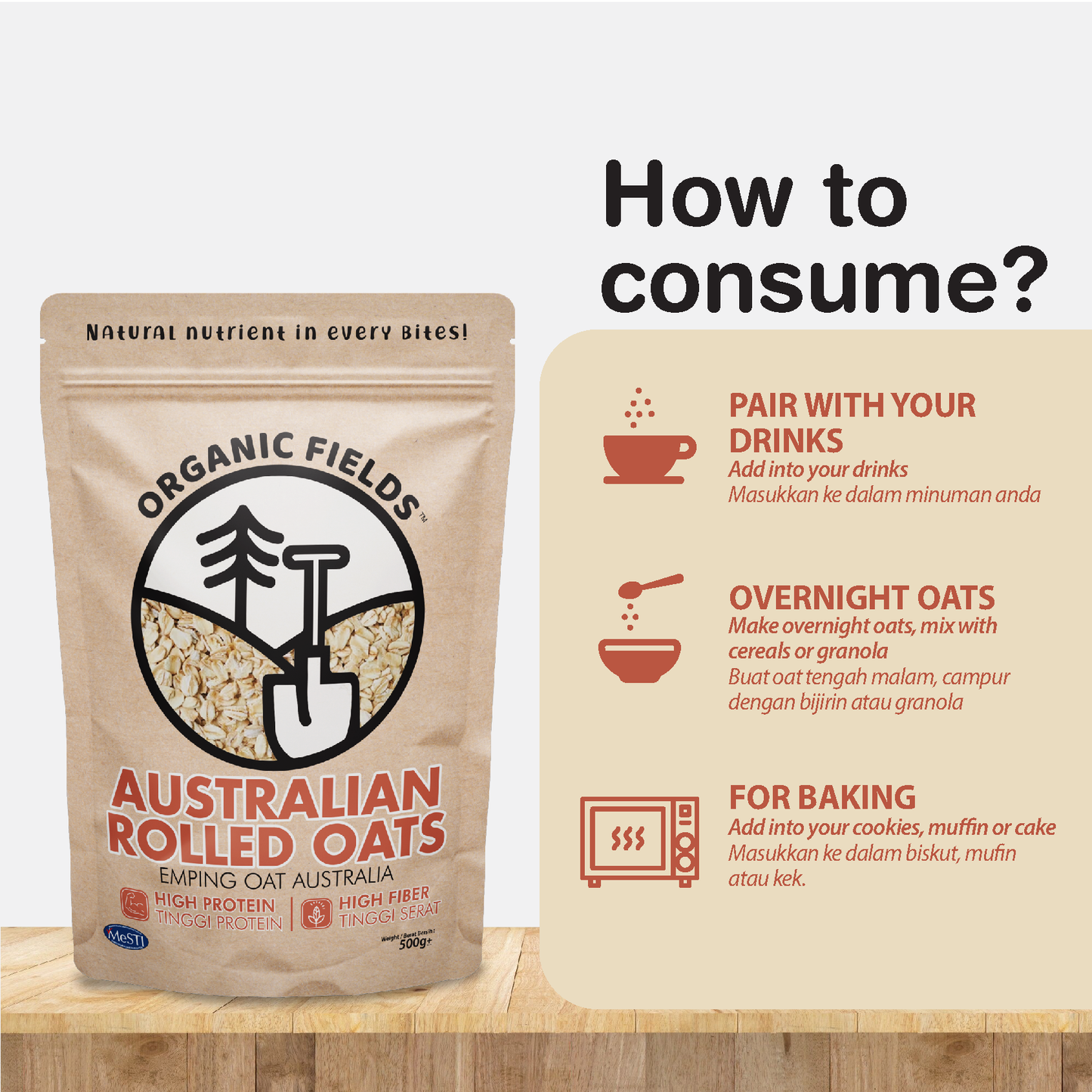 ORGANIC FIELDS Australian Rolled Oats