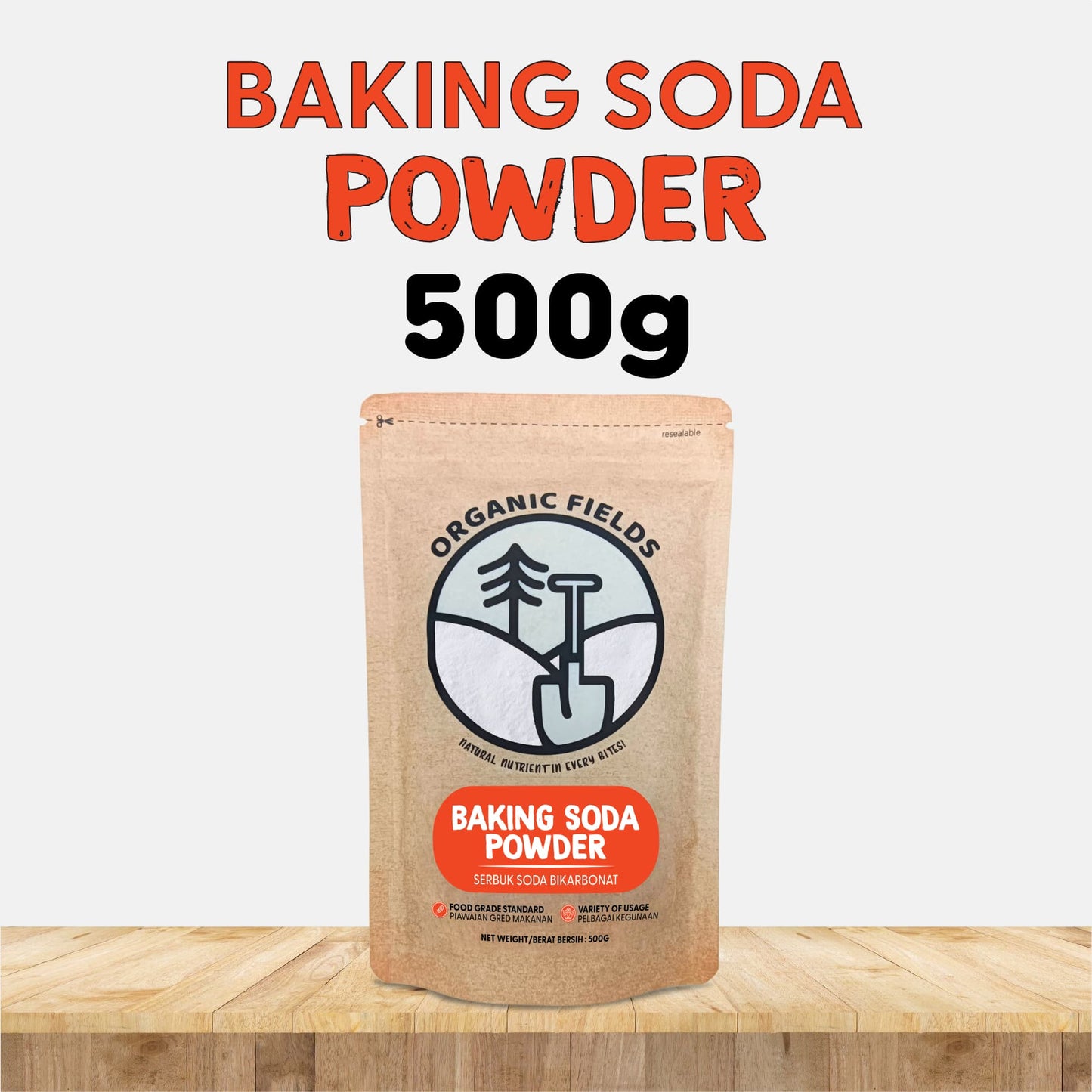 ORGANIC FIELDS Baking Soda Powder 500g
