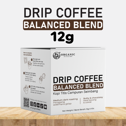 ORGANIC FIELDS DRIP COFFEE BALANCED BLEND 12g x 10’s