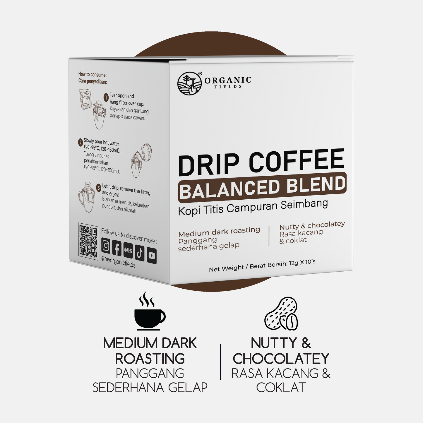 ORGANIC FIELDS DRIP COFFEE BALANCED BLEND 12g x 10’s