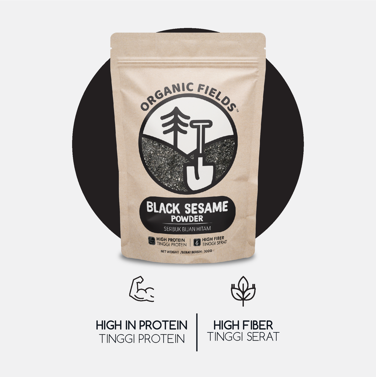 ORGANIC FIELDS Natural Black Sesame Powder 300g
