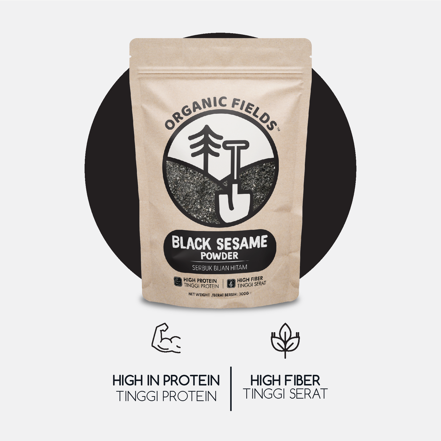 ORGANIC FIELDS Natural Black Sesame Powder 300g