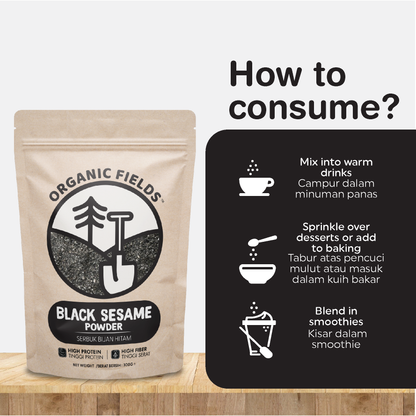 ORGANIC FIELDS Natural Black Sesame Powder 300g
