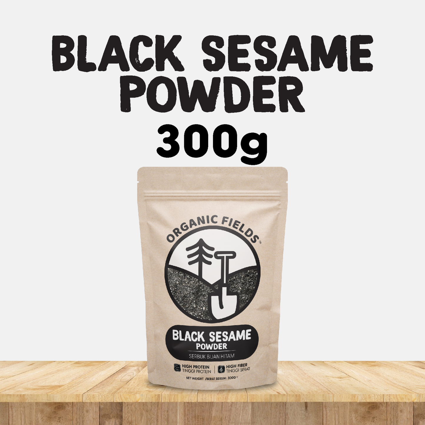 ORGANIC FIELDS Natural Black Sesame Powder 300g