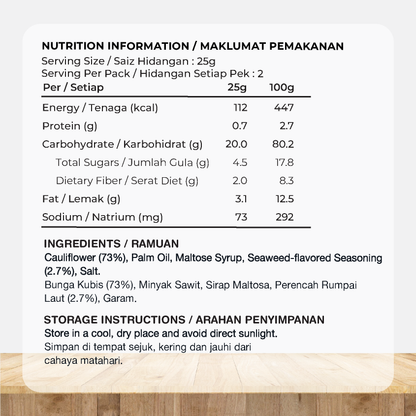 ORGANIC FIELDS Cauliflower Crisps with Seaweed Flavoured 50g