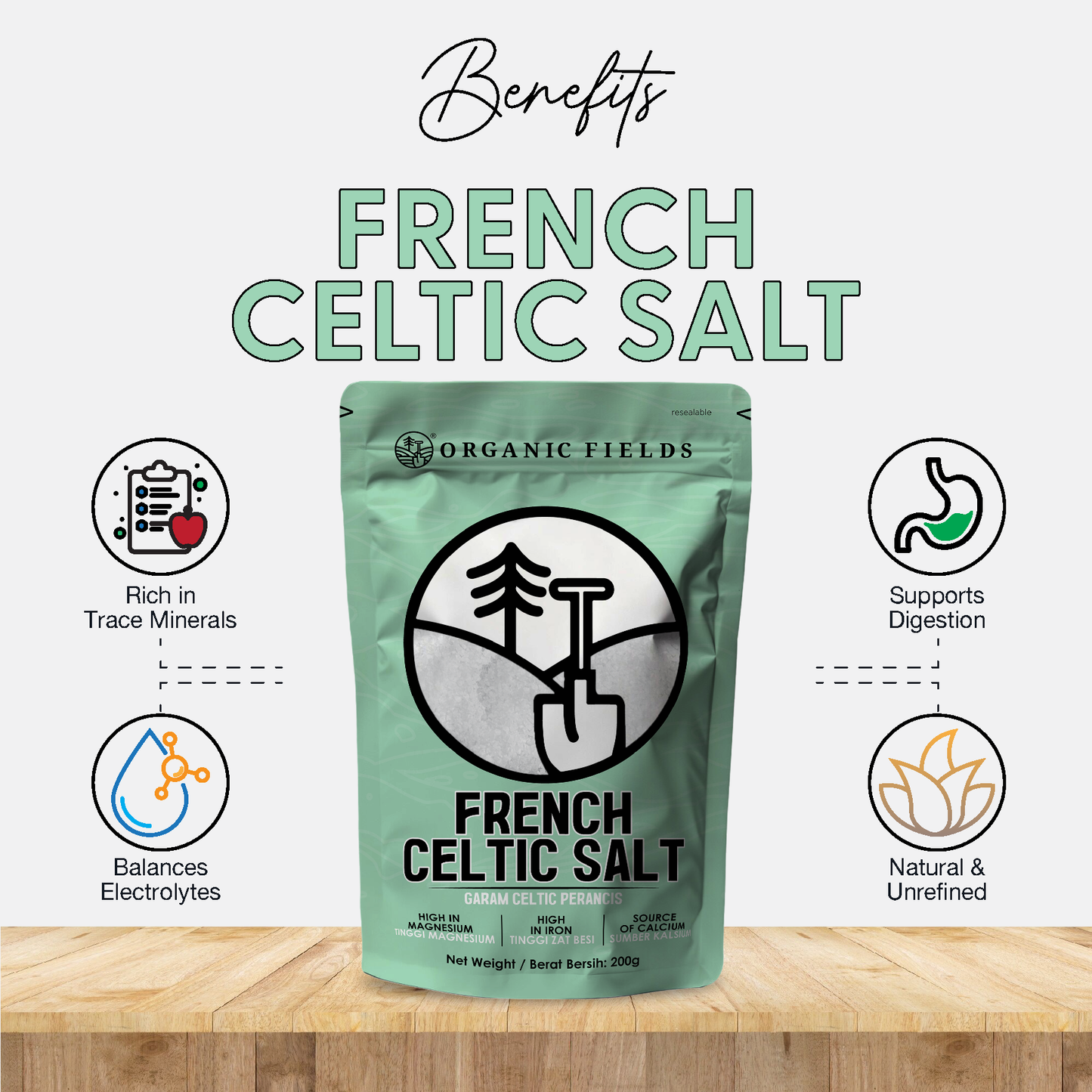 ORGANIC FIELDS French Celtic Salt 200g