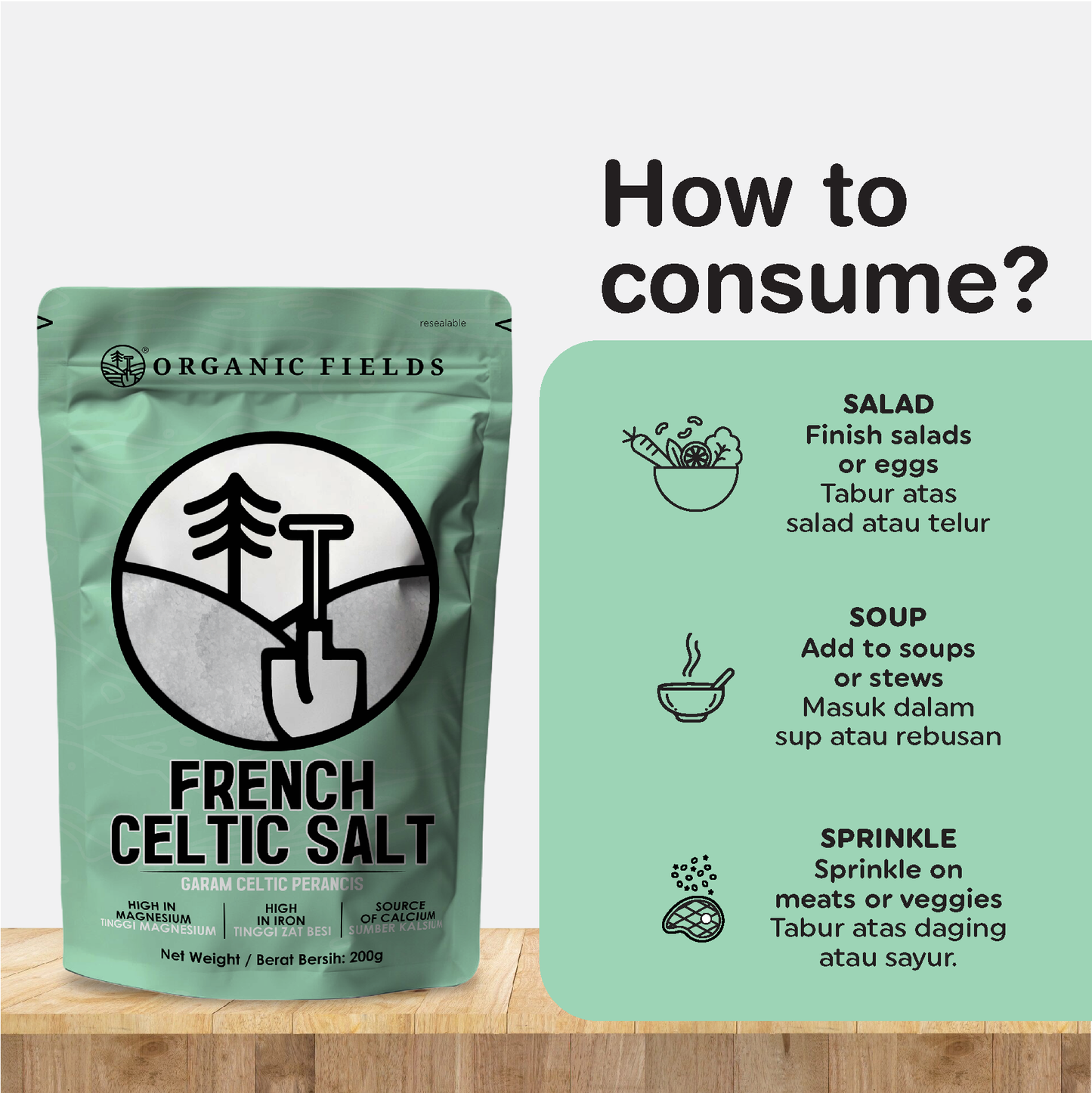 ORGANIC FIELDS French Celtic Salt 200g