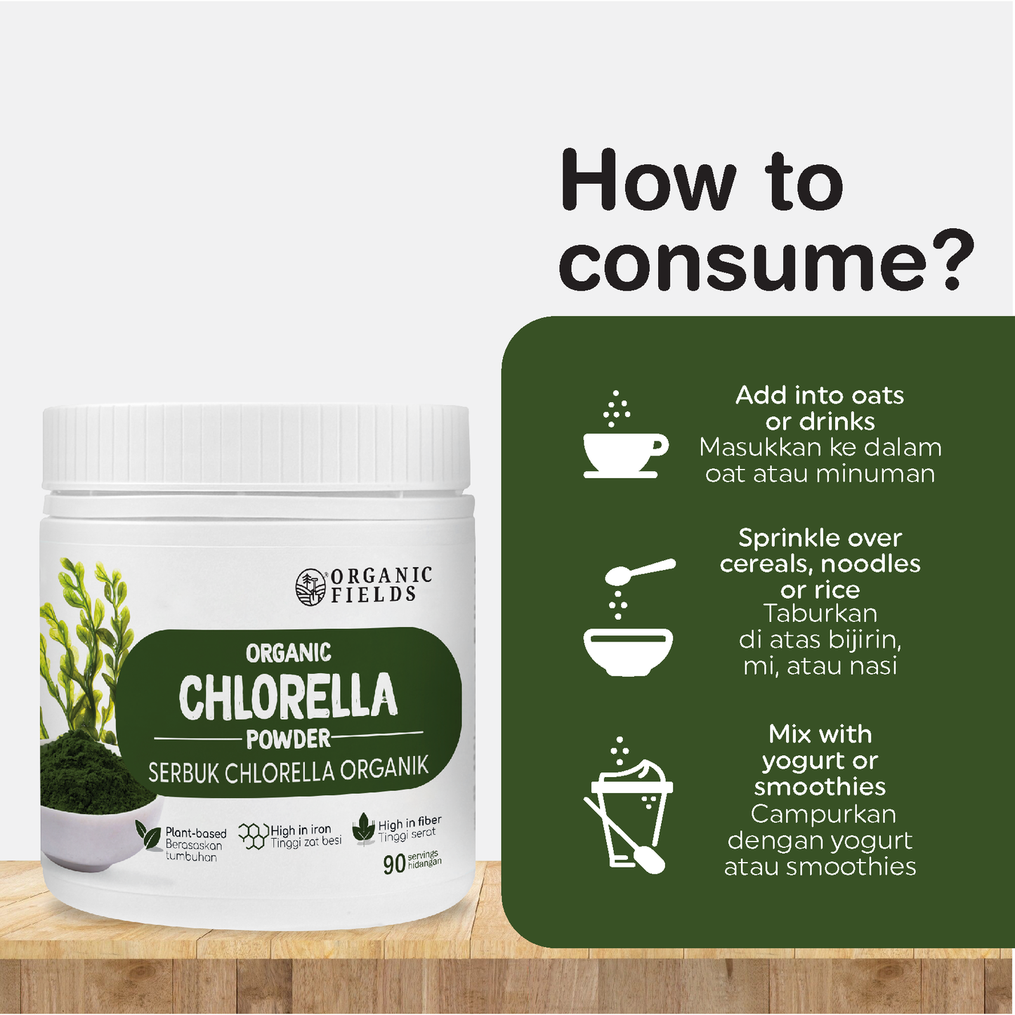 ORGANIC FIELDS Organic Chlorella Powder 180g