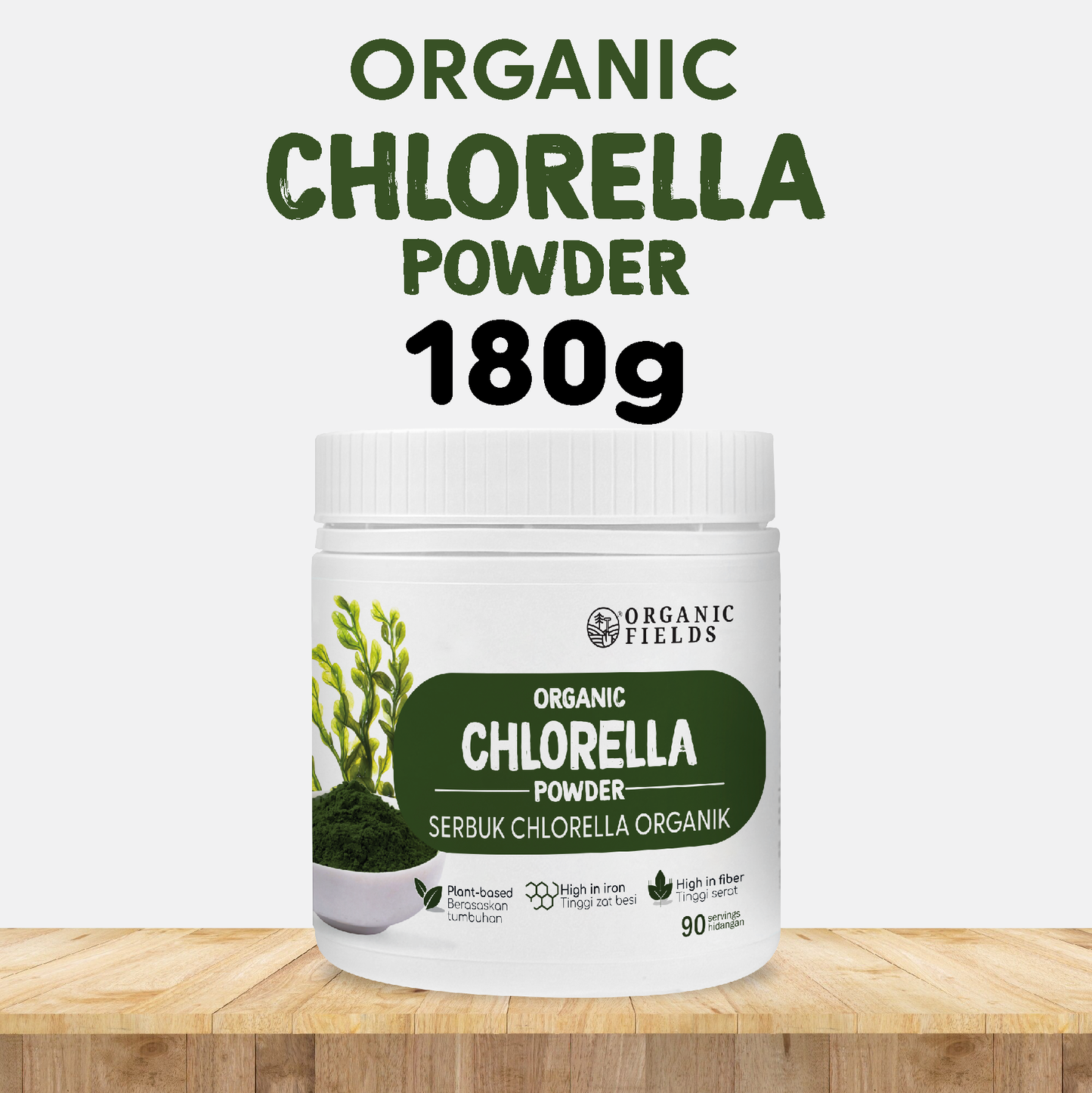 ORGANIC FIELDS Organic Chlorella Powder 180g