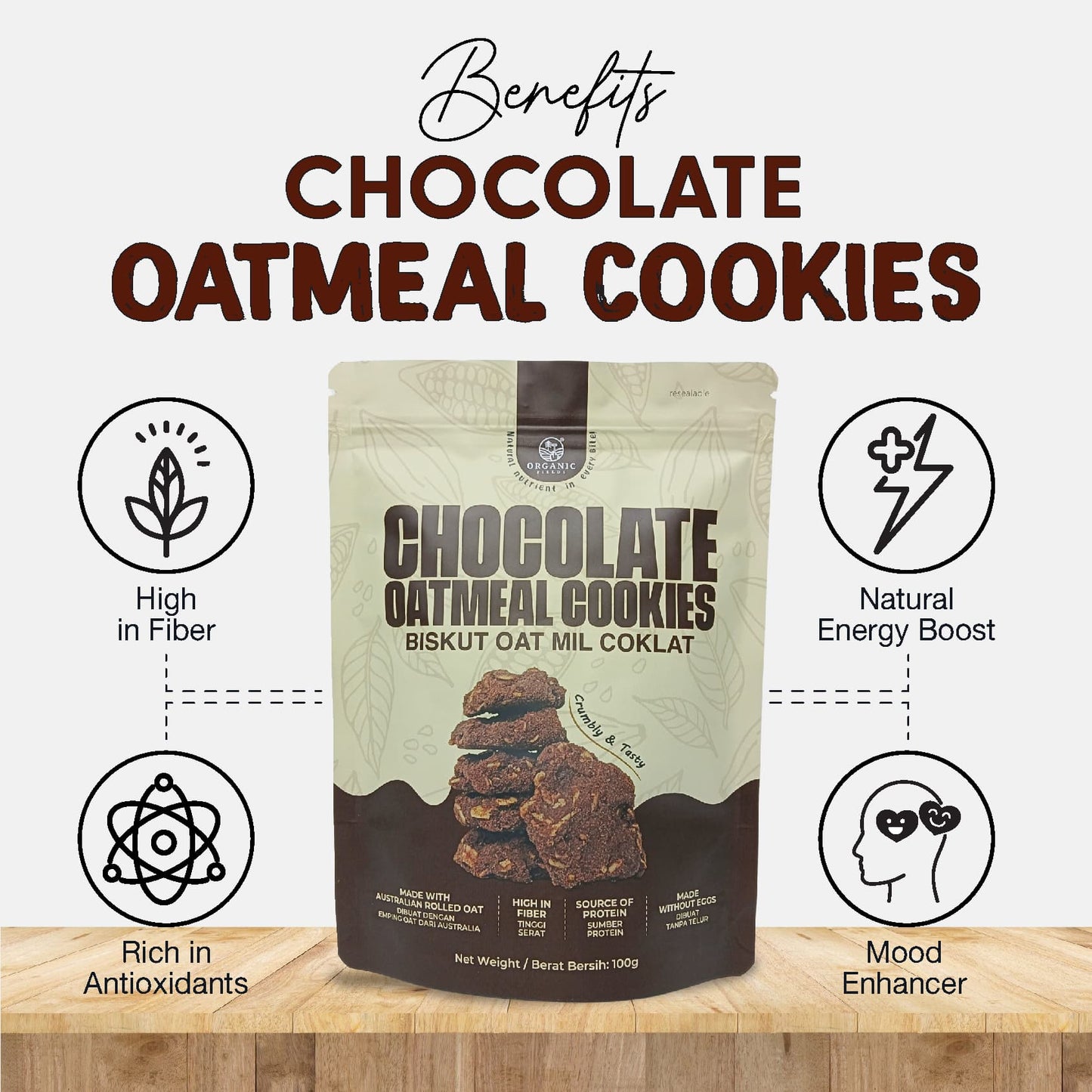 ORGANIC FIELDS Chocolate Oatmeal Cookies 100g