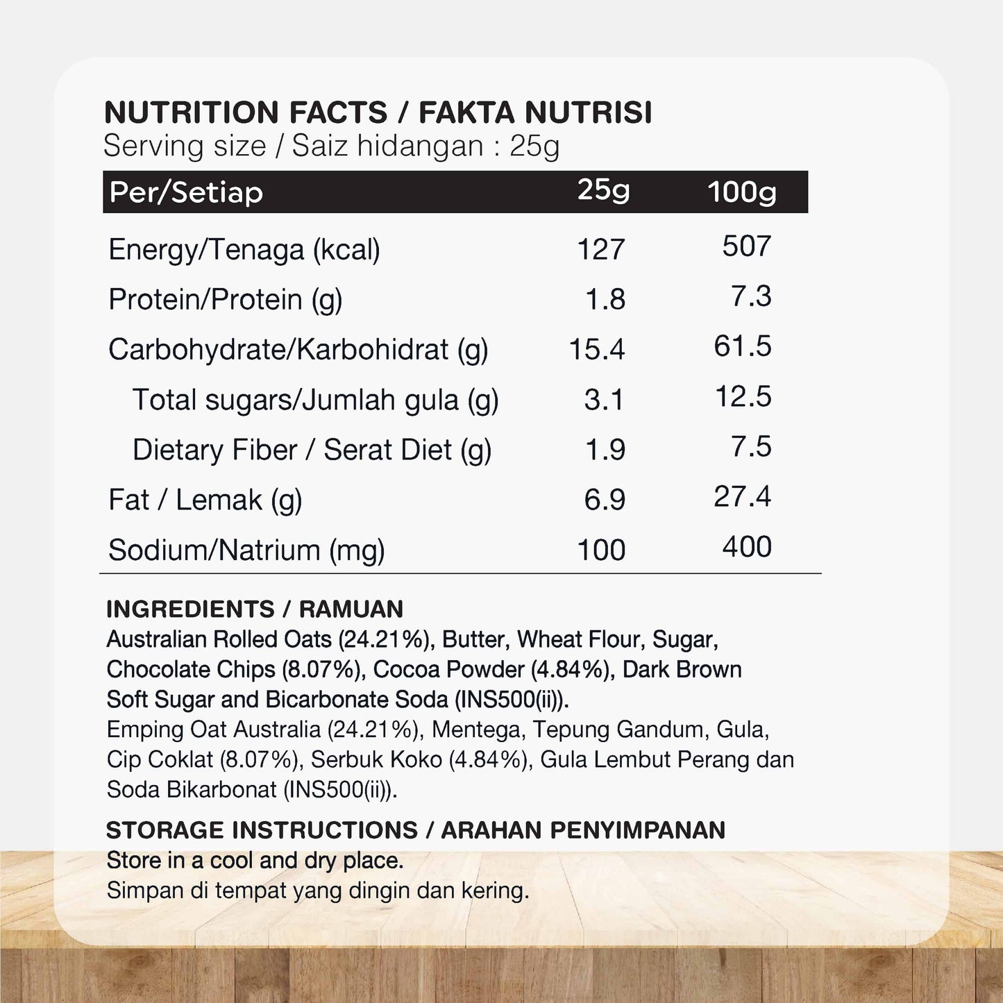 ORGANIC FIELDS Chocolate Oatmeal Cookies 100g