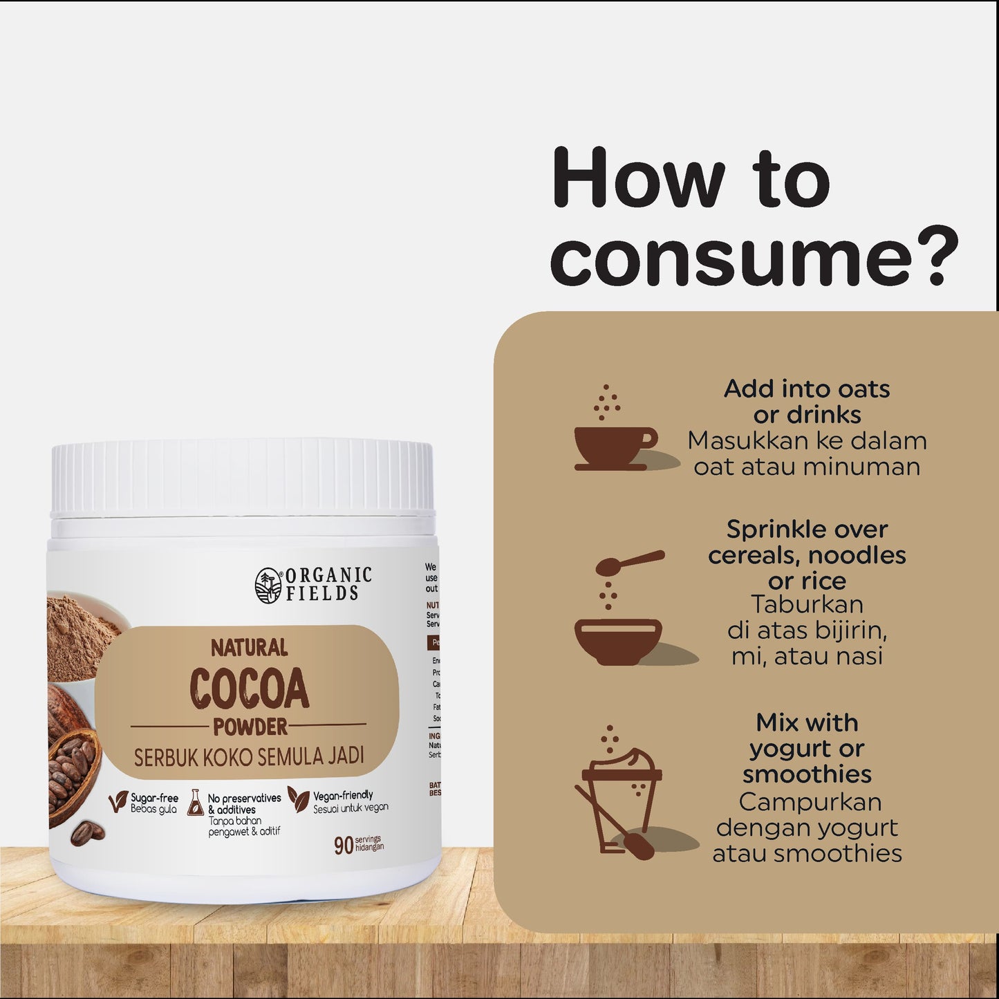 ORGANIC FIELDS Natural Cocoa Powder 180g