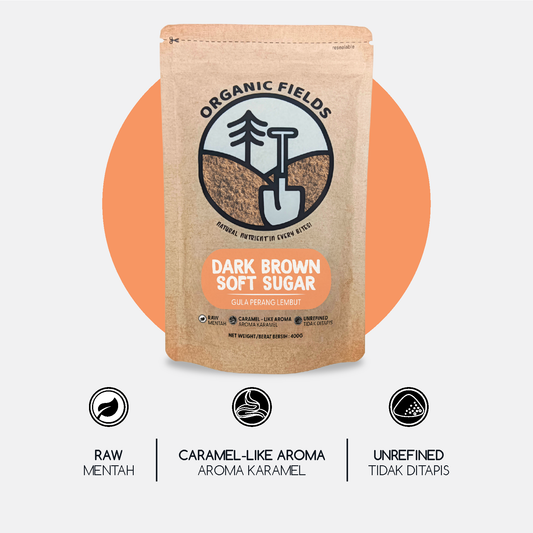 ORGANIC FIELDS Dark Brown Soft Sugar 400g