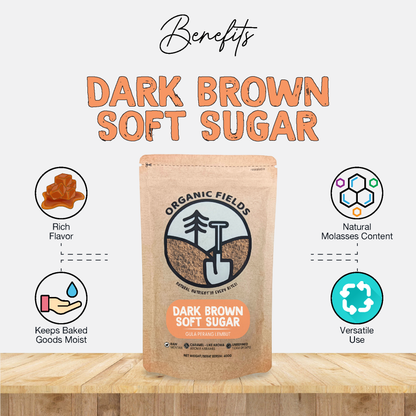 ORGANIC FIELDS Dark Brown Soft Sugar 400g
