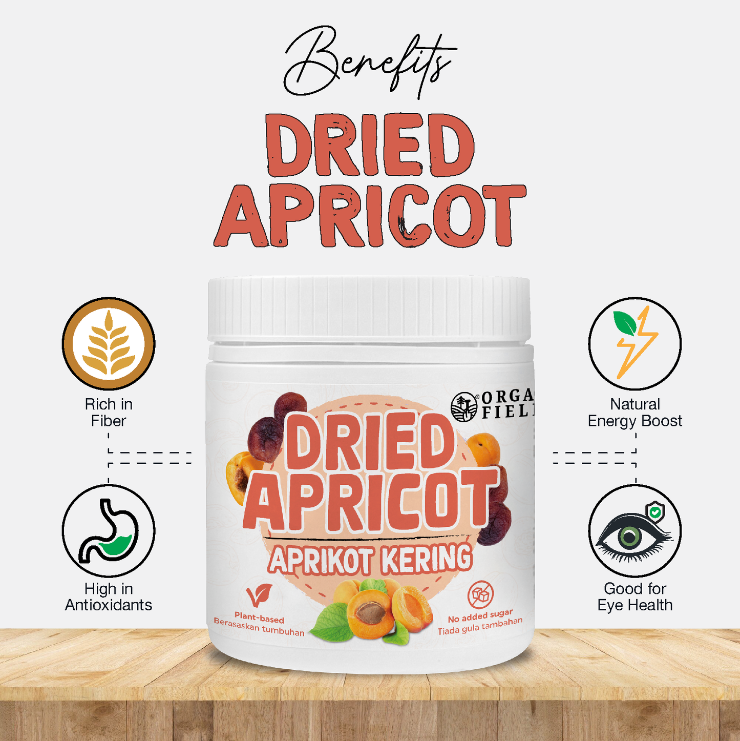 Organic Fields Dried Apricot 200g