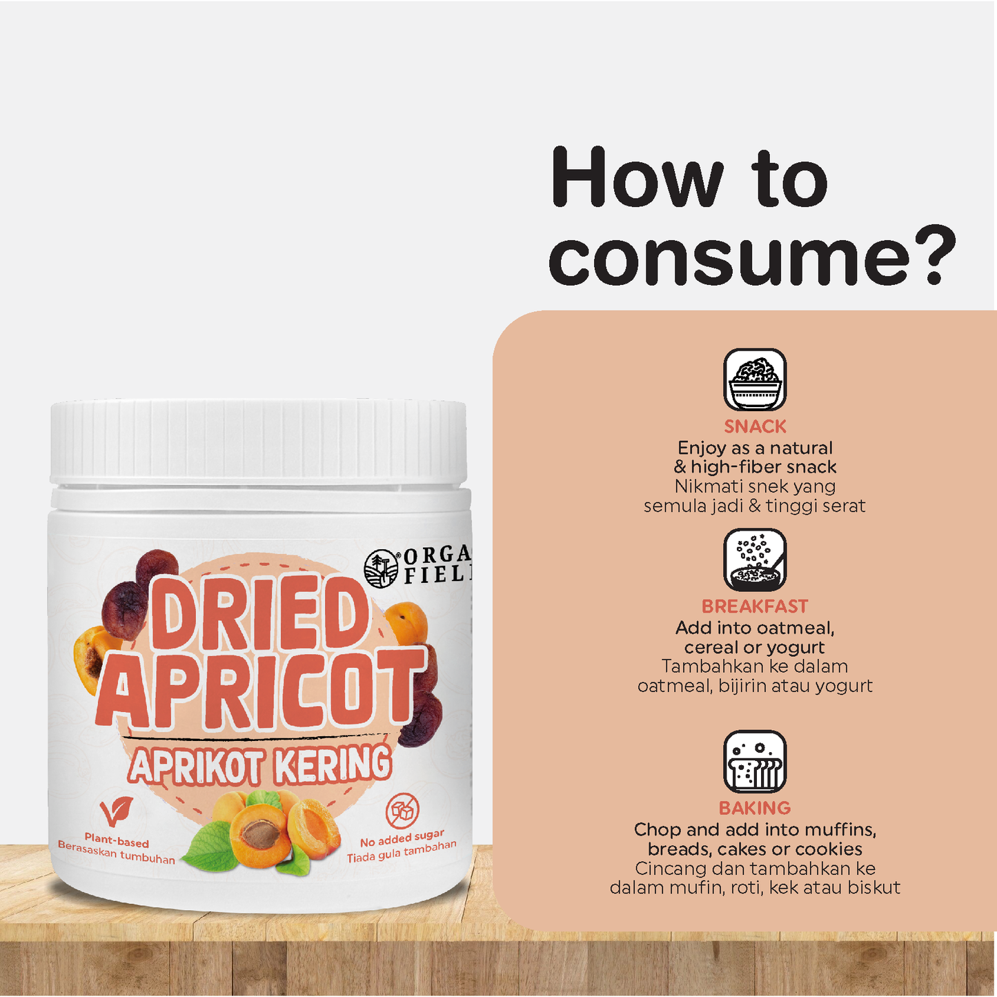 Organic Fields Dried Apricot 200g