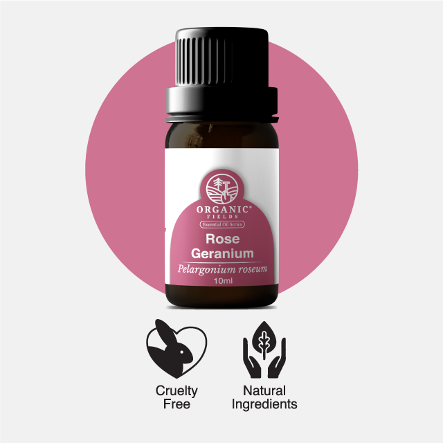 ORGANIC FIELDS ROSE GERANIUM ESSENTIAL OIL 10ML